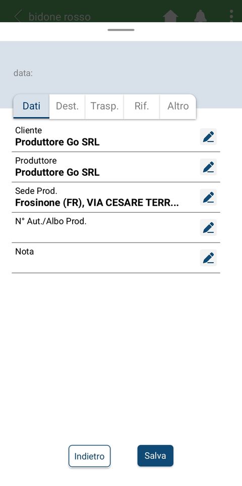 Schermata scheda Destinatario del formulario